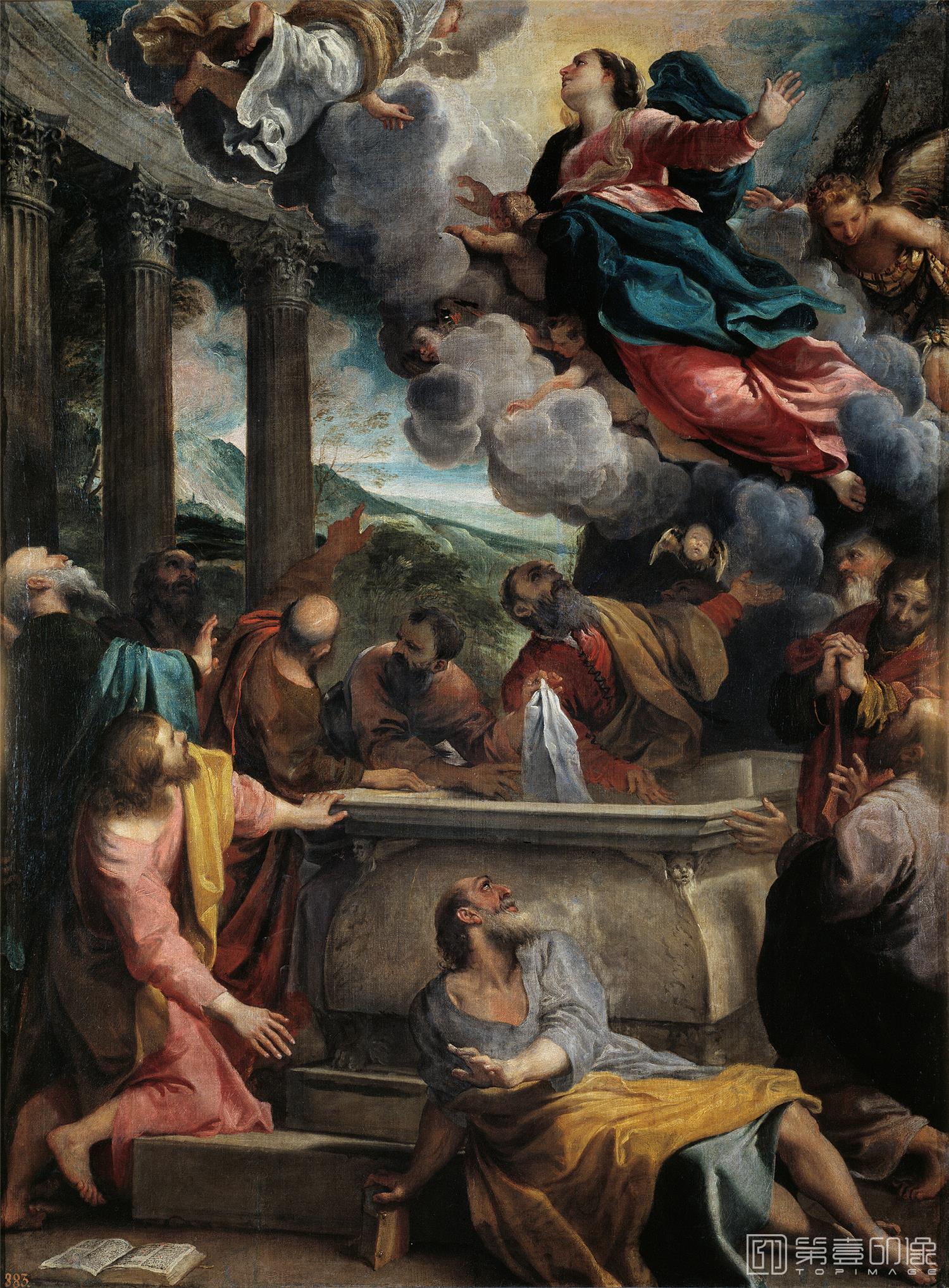 油画-西班牙普拉多美术馆油画藏画-Carracci, Annibale-La Asunción de la Virgen-130cm x 97cm-0499